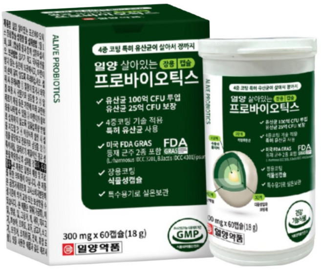 일양약품 일양 살아있는 프로바이오틱스 장용 캡슐 18g, 60정, 3개