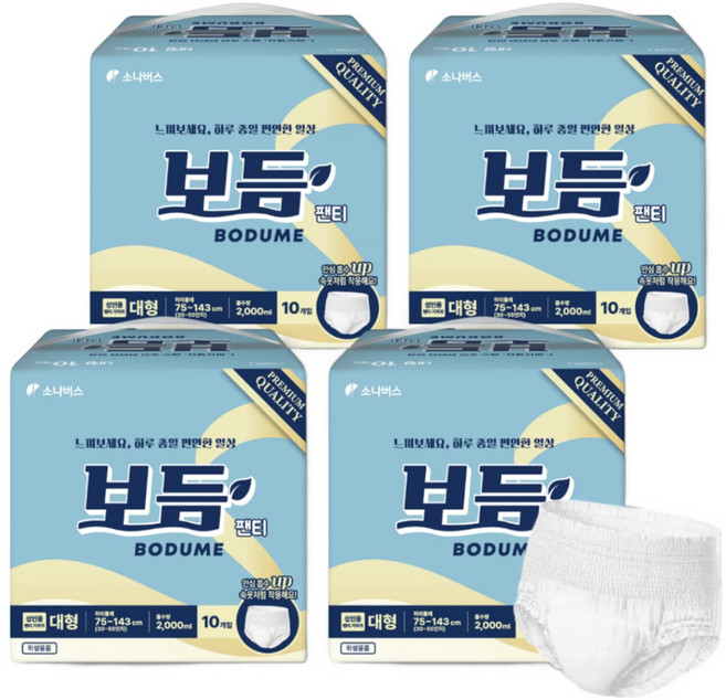보듬 성인용기저귀 팬티형기저귀 남녀공용, 대형, 10개입, 4개