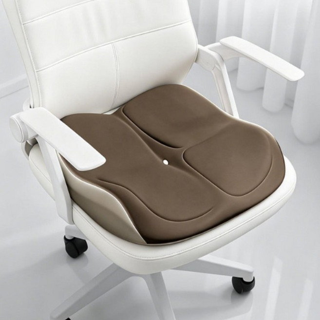 Tooliva 자세보정방석 체중분산 무하중 고밀도메모리폼 인체공학 사무실 비행기 컴퓨터 통풍 푹신한쿠션, 브라운