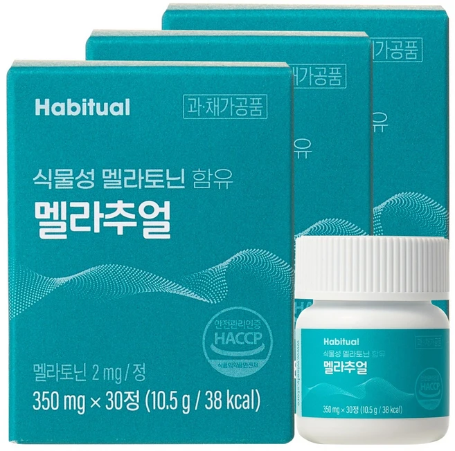 와이즐리 프리미엄 Non-GMO 식물성 원료 멜라토닌 2mg 함유 멜라추얼, 3개, 30정 - 쿠팡