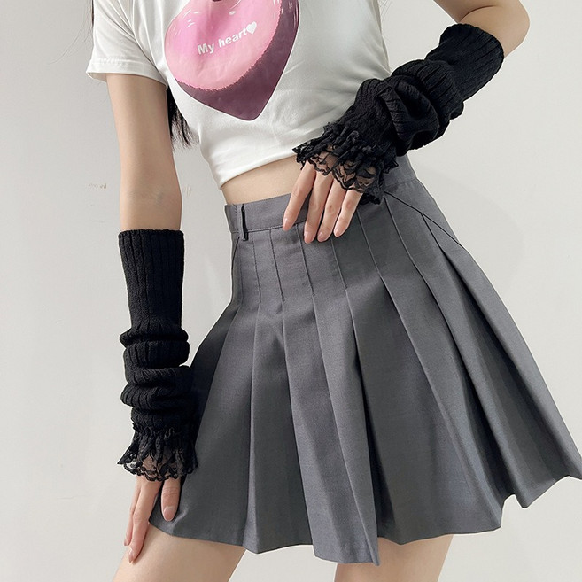 하이유니 [소녀감성] 레이스 골지 니트 팔 토시 암 워머