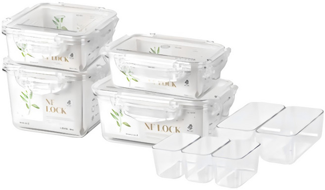 엔에프락 트라이탄 밀폐용기 정사각직사각 혼합세트 6P