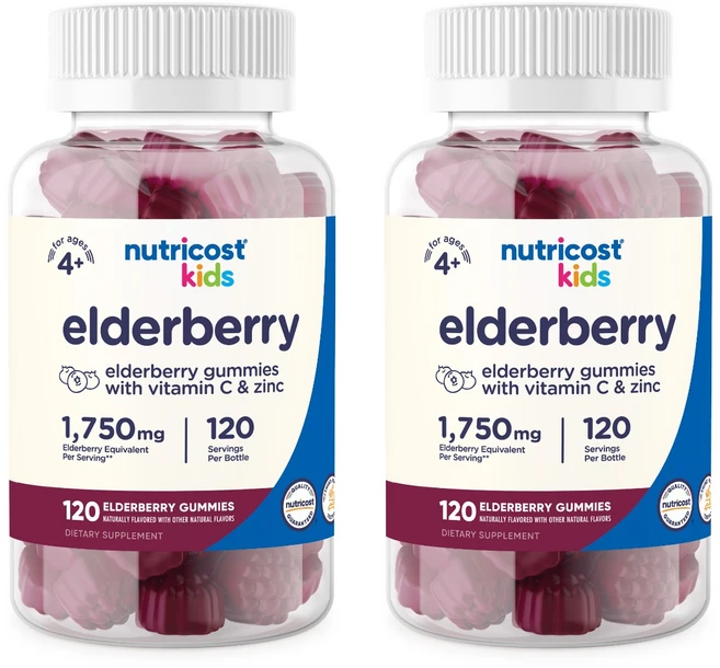 뉴트리코스트 키즈 엘더베리 1750mg 120구미 2병, 120정, 2개 - 쿠팡