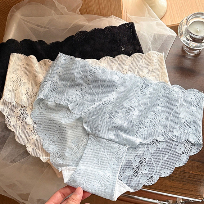 여성 심리스 노라인 레이스 팬티 4p