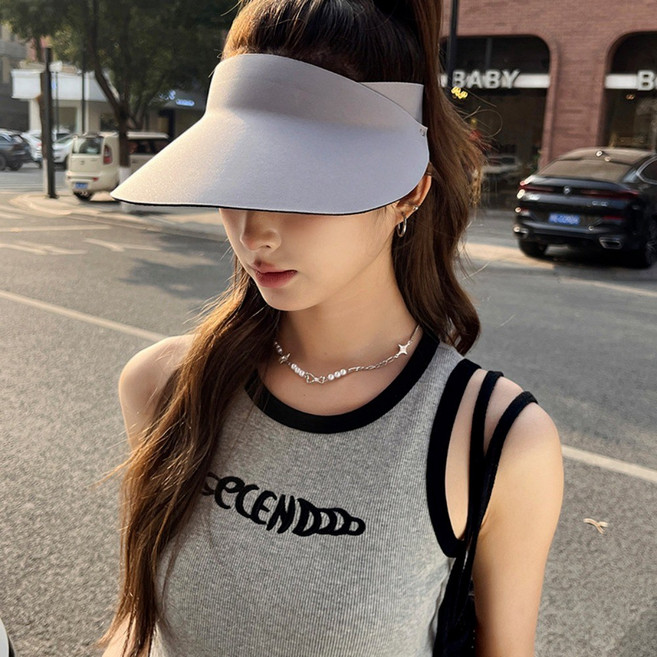 넓은창 차광 패션 썬바이저 모자 그레이