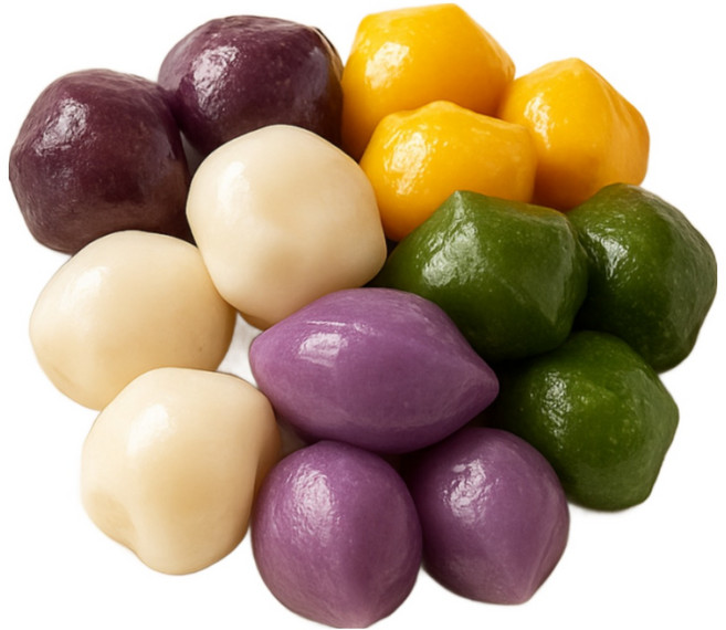 [고봉상회][ 찌지않고 바로 먹는 굳지않는 오색송편 1kg 아이간식 건강간식, 3개