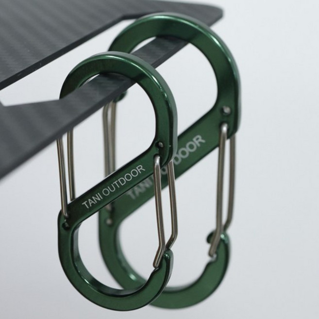 카라비너 대형 중형 소형 D형 S형 고강도 캠핑 비너 차박 타프 텐트 키링, 3세트, 1단, 07_S형 8cm(포레스트그린4)