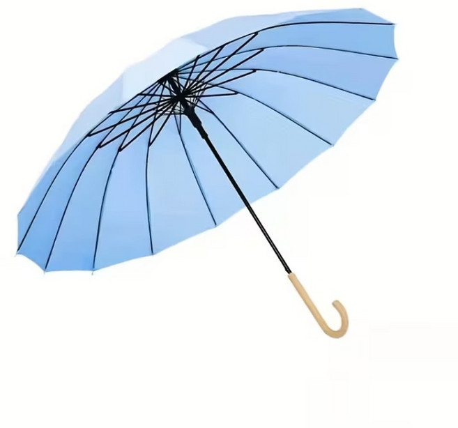 고샤인 빈티지 16K 나무 곡선 손잡이 자동 장우산 양산