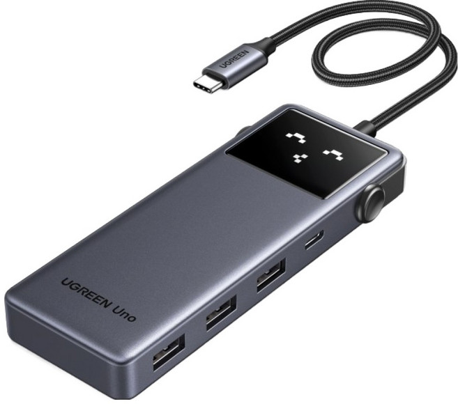 UGREEN 유그린 Uno 8포트 USB3.2 C타입 멀티허브 삼성덱스 맥북 호환 |10Gbps| HDMI2.0 4K60Hz| PD100W| sd카드 리더기|스마트 상태 이모티콘, 1개, Grey