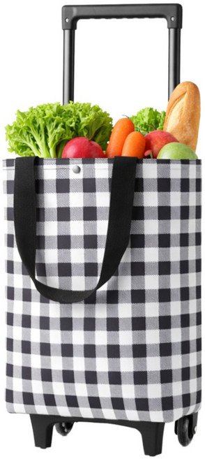 ROYAI ONE 휴대용 방수 장바구니 접이식 장바구니카트, 1개, 흑백