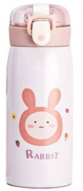 큐티 애니멀 보온병 350ml 원터치 텀블러, 토끼, 1개