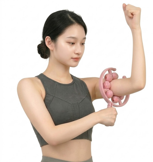 앤니드 종아리 팔뚝 지압 핸드 마사지롤러, 핑크