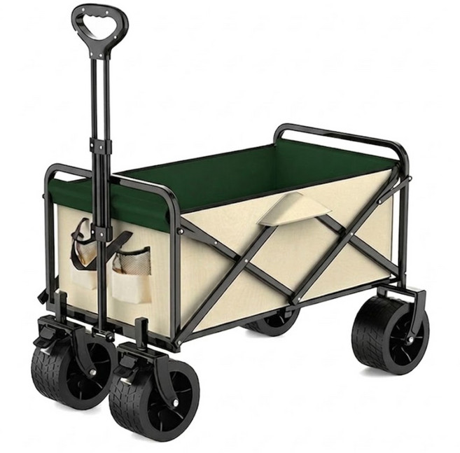 摺疊露營拖車, 米綠混色, 1個