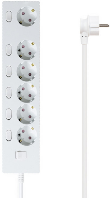 파워존 자동소화 4000W 고용량 웨이브 개별스위치 과부하차단 6구 멀티탭 50cm 1.5m 3m 5m 7m, 자동소화 개별스위치 6구 7m 화이트, 1개