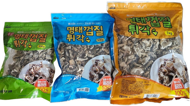 < 바른농산 > 명태 껍질 튀각 황태 껍질 부각, 3개, 300g