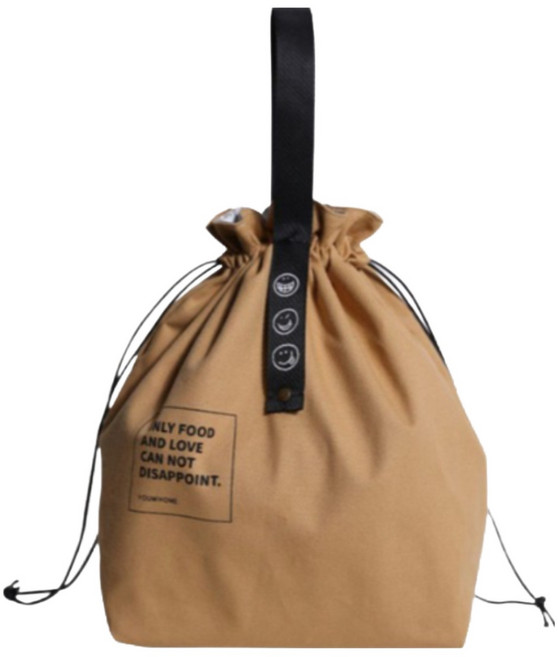 담은 복조리 도시락가방 보온 보냉 가방 피크닉용 이유식 캔버스 어린이집 도시락파우치, 베이지, 1개