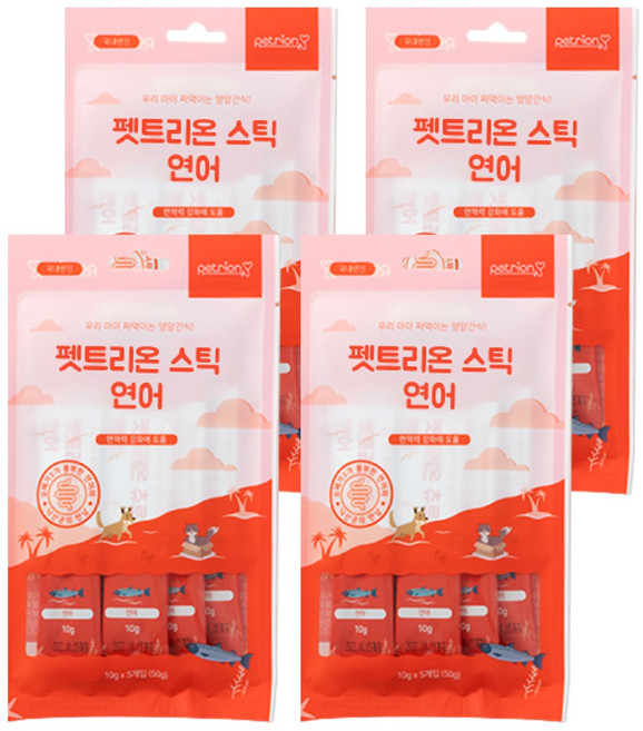 펫트리온 스틱 강아지 고양이 간식 4p, 연어, 50g, 4개