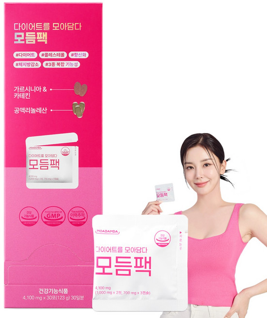 [모아담다] 다이어트를 모아담다 모듬팩 가르시니아 카테킨 공액리놀레산 CLA, 30회분, 1개
