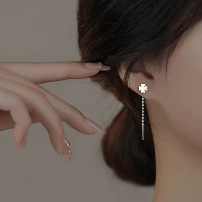 S999 순은 심플 데일리 체인 드롭 귀걸이