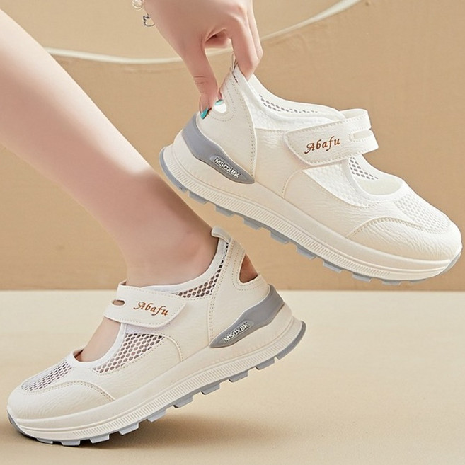 슈앤가비 여성 메쉬 샌들 스니커즈 여름 벨크로 키높이 운동화 통기성 좋은 데일리화