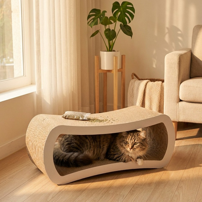 프리미요 스크래쳐 라운드터널 중형 M DS29 + 캣닢가루, 미디움 M, 1개