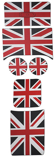 미니쿠퍼 3D 무늬 가죽 다용도 보호 패드 전차 내부 보호용 U25 컨트리맨 전용 2025년식, 블랙유니언잭(U25 6종세트), 1세트