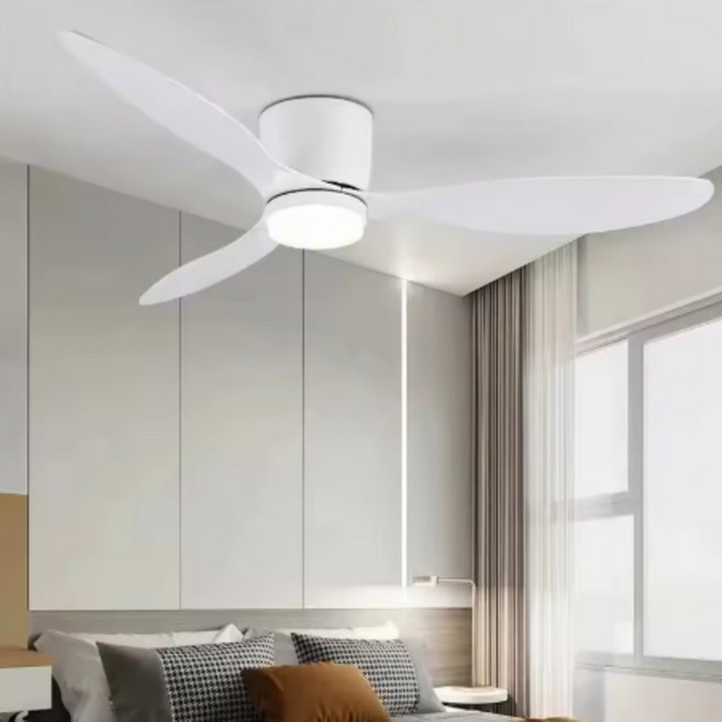 HARU DEAL 42 52 인치 천장 선풍기 조명 Led 3 색 6 속도 DC 모터 팬 원격 제어 조명이있는 낮은 바닥 장식 팬, 화이트라이트