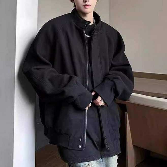 ANYOU 남성 재킷 방풍 하이넥 빅사이즈 캐주얼 코트 루즈핏 데일리 점퍼