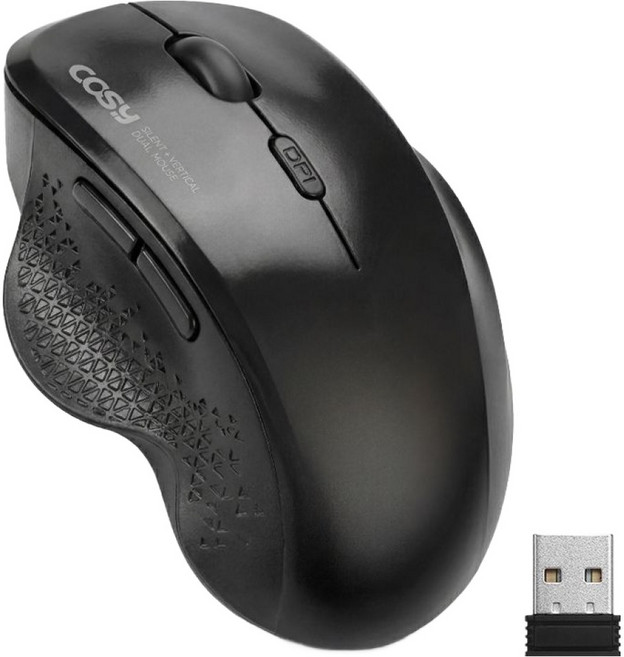 코시 세미 버티컬 무선 블루투스 마우스 충전식 저소음, 블랙, M2301WLBTR