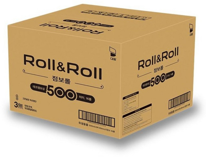 롤앤롤 점보롤 화장지 500미터 16롤 대용량, 1개