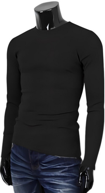 [뉴센] 면 스판 남성 긴팔 티셔츠 면티 브이넥/라운드넥 2종택1 긴팔티