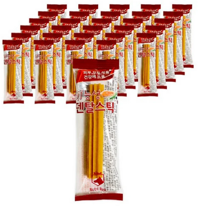 뉴트리렉스 덴탈스틱 강아지껌, 피부건강, 30개, 12g - 쿠팡