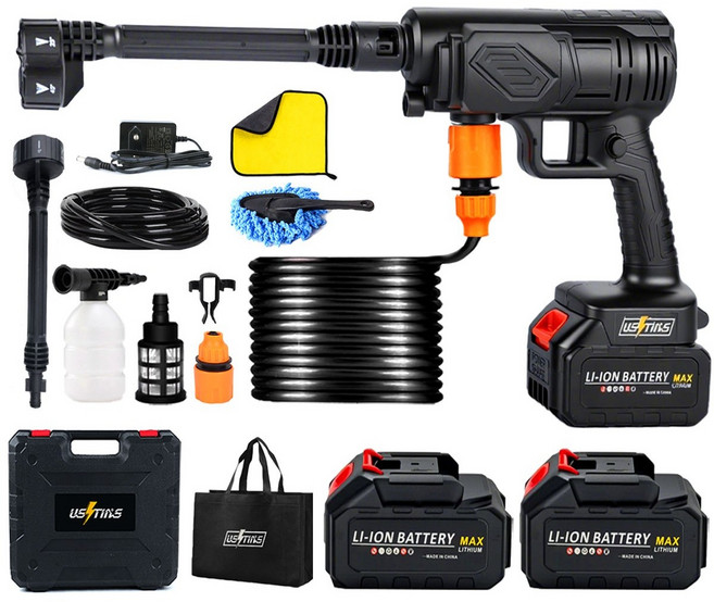 우스틴스 가정용 휴대용 충전 고압 무선 세차기 셋트, 1세트, 본품 + 배터리2개이상