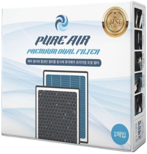 퓨어에어 4세대 카니발 KA4 에어컨필터 앞뒤세트(활성탄 헤파 멀티)[호환], 1세트, PRE-0103