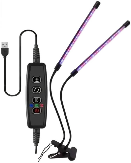 식물생장등 LED 실내식물 육묘등 조절가능 클립형 3색 식물보충등 2헤드 4헤드 가정용 채소 화훼 식물 재배등 설날, 2헤드 식물 생장등