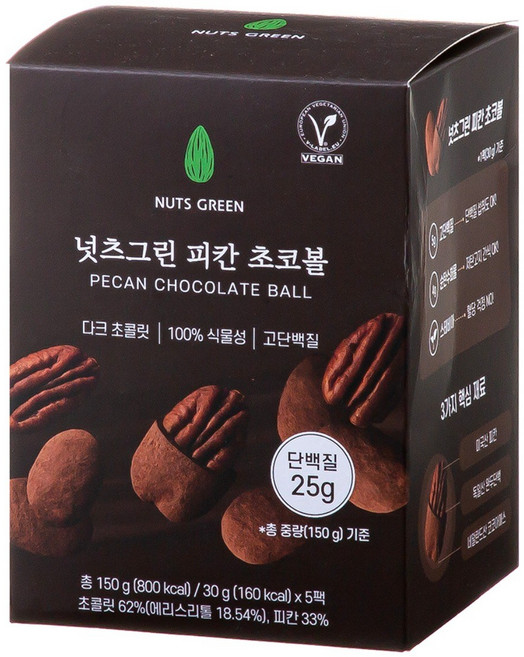 넛츠그린 피칸 초코볼 5p, 150g, 3개