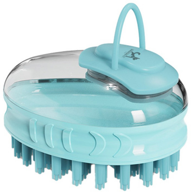 딩동펫 반려동물 펌핑 목욕 샴푸 마사지 브러쉬, 블루, 1개