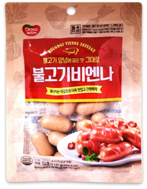 동원 불고기 비엔나 소시지 불고기양념 콜라겐케이싱 소세지 소포장 간편, 3개, 110g
