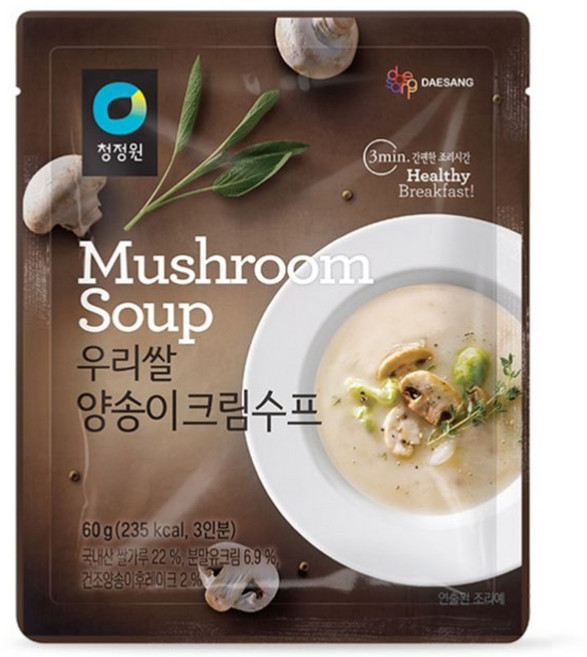청정원 우리쌀 양송이크림수프, 60g, 2개