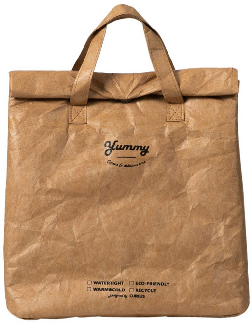 큐어스 야미 직장인 도시락가방 YUMMY 보온보냉 방수 쿨러백 보냉가방, 크라프트, 2L