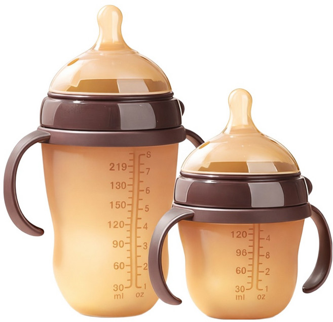 코지베베 세척 쉬운 우리아가 고급 실리콘 손잡이 젖병, 250ml, 1개