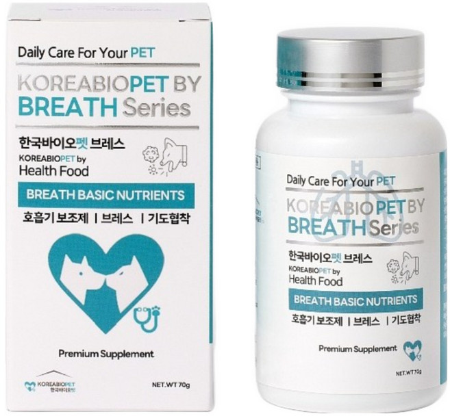 한국바이오펫 브레스 강아지 고양이 기침 기관지 호흡기 영양제, 70g, 4개, 호흡기/기관지