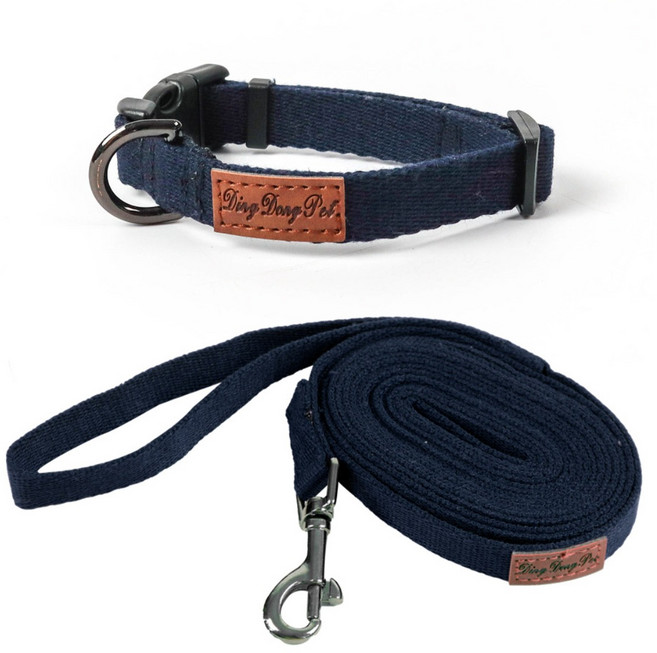 딩동펫 반려동물 캐시미어 목줄 S + 리드줄 XL 세트, 네이비, 1세트