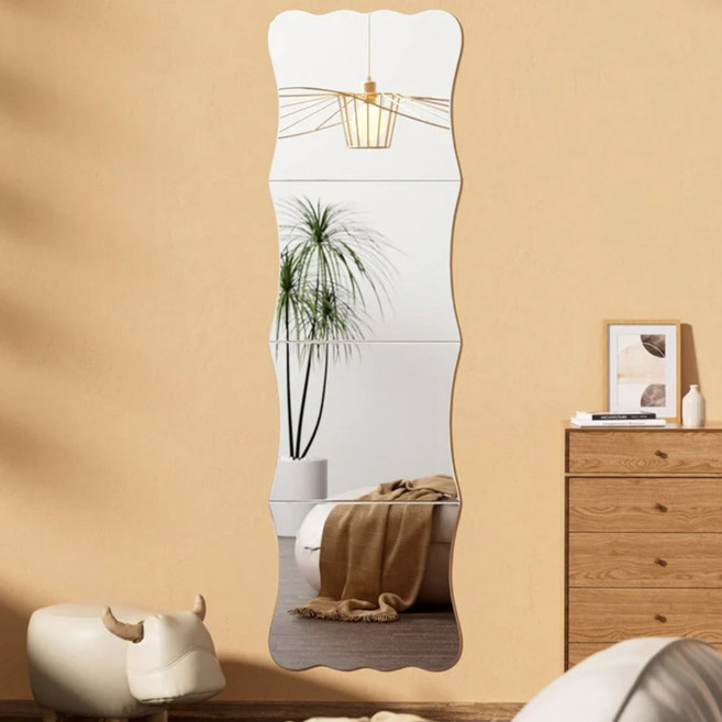 (두께2mm)붙이는 아크릴 전신거울 4개 깨지기 어려움 30cm x 35cm 4개, 실버