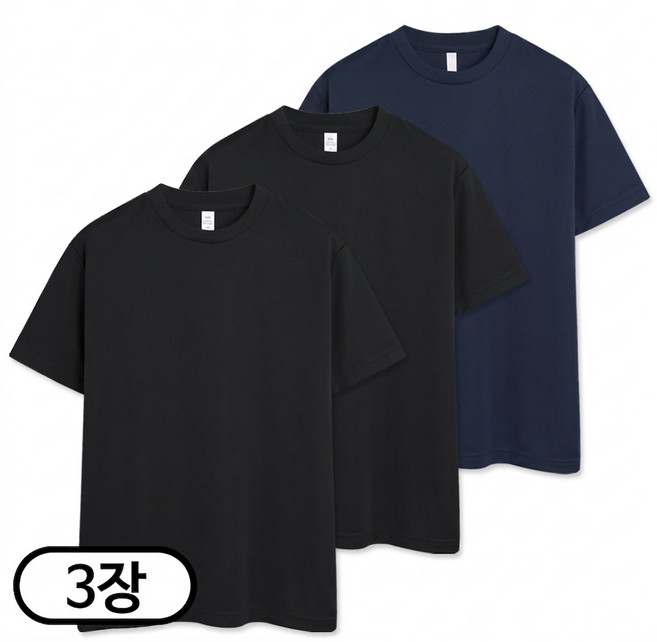 3장 세트 드라이 라운드 쿨티셔츠 남녀공용 기능성 반팔티 냉감 반팔 반팔티 (SCC5274PT)