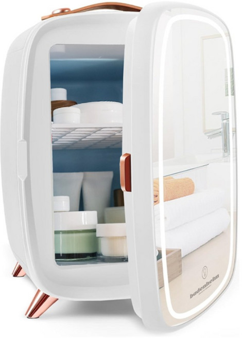 고급 LED 3단 조명거울 미니 화장품 냉장고 6L, 1개, 화이트
