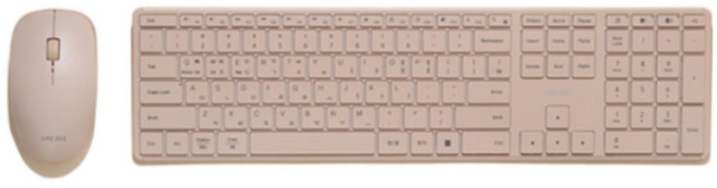 라이프썸 슬림 무선 블루투스 키보드(LFS-HA39) 마우스(LFS-HA50) 세트 3대기기페어링 동글포함 무소음 저소음 마우스키보드세트, 슬림키보드 샌드, 마우스 샌드