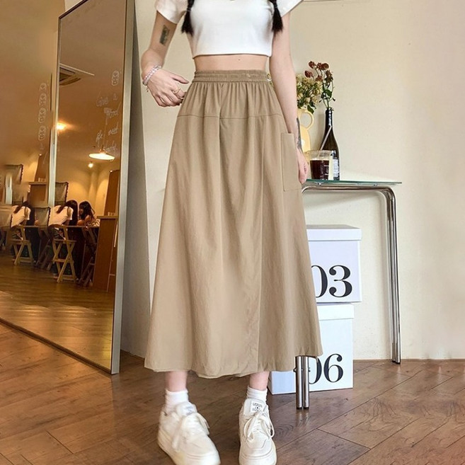 韓版寬鬆高腰垂感長裙 褲裙 女裝