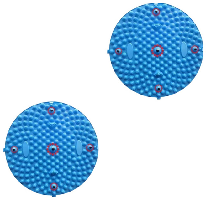 발이 시원한 원형 자석 지압 발매트, 블루+블루, 1개