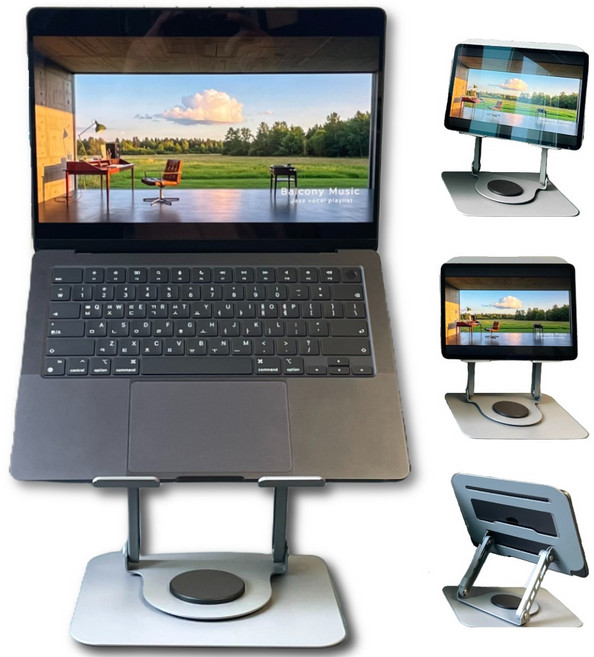 AL컴퍼니 360도 회전 각도 높이 조절 접이식 노트북 스탠드 거치대, 티타늄실버, 1개